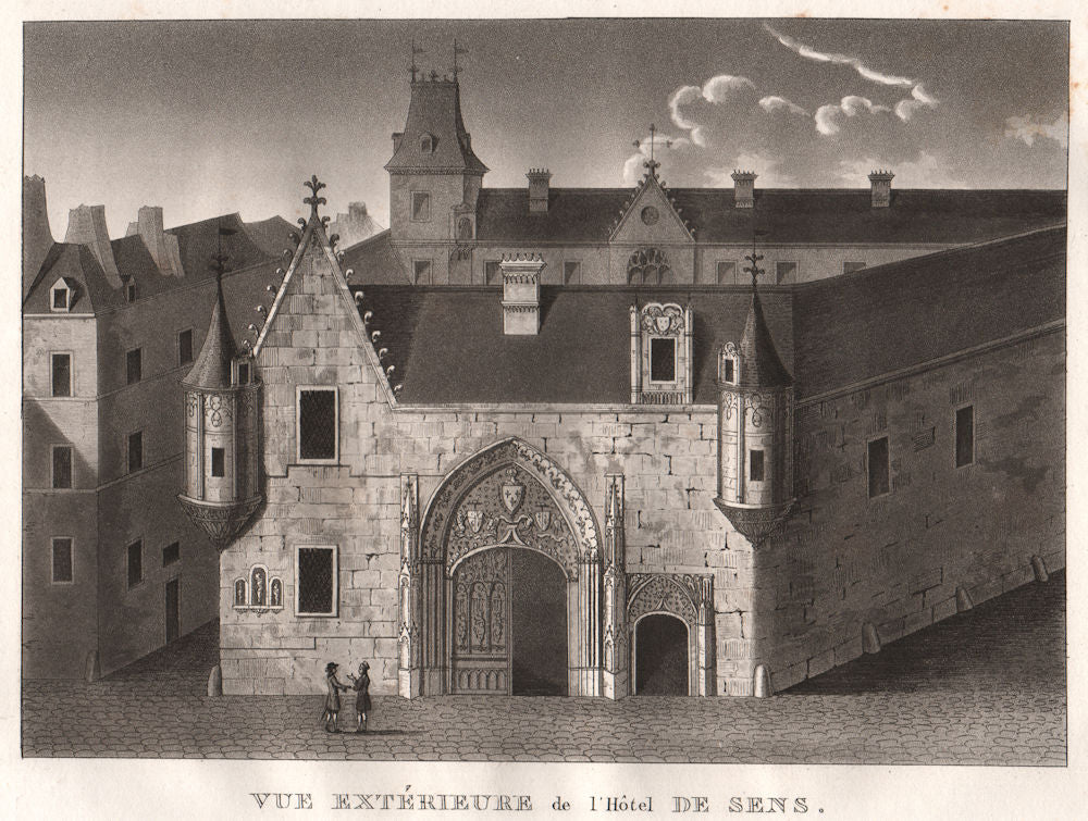 PARIS. Hôtel de Sens. Aquatint 1808 old antique vintage print picture